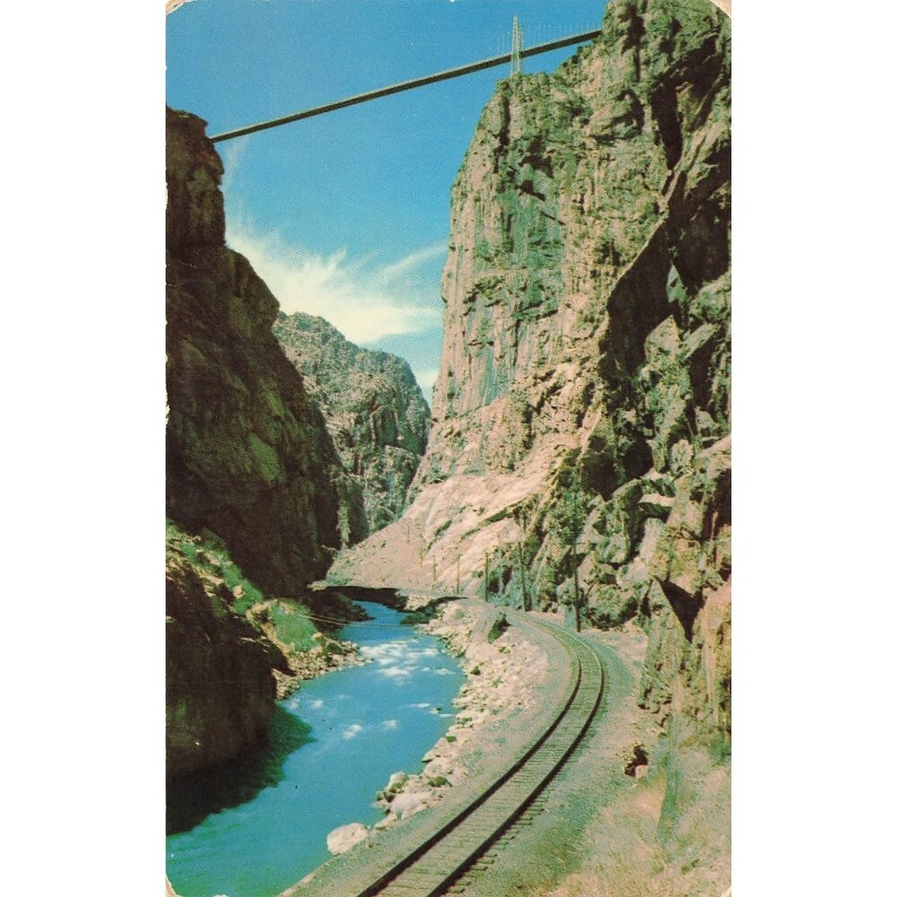 Postcard Vista at the Bottom of the Royal Gorge Colorado Vintage Chrome Unposted